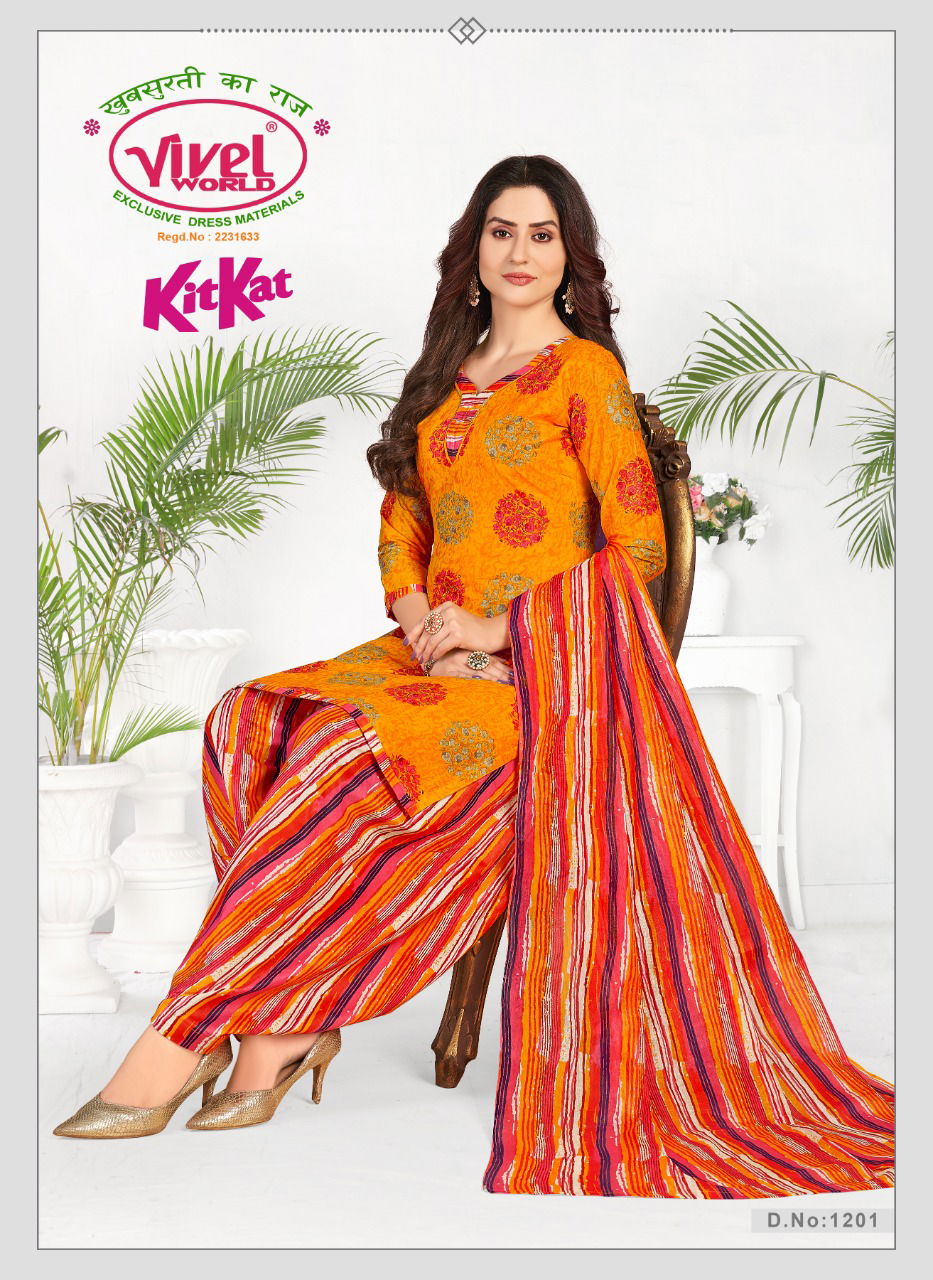 Vivel Kitkat Casual Daily Wear Cotton Printed Dress Material Collection